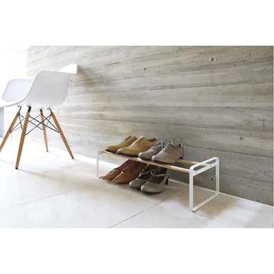 product image for Plain Low-Profile Shoe Rack - Wood and Steel by Yamazaki 77