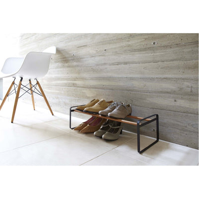 product image for Plain Low-Profile Shoe Rack - Wood and Steel by Yamazaki 60