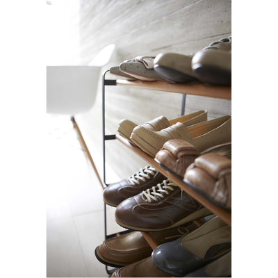 product image for Plain Low-Profile Shoe Rack - Wood and Steel by Yamazaki 25