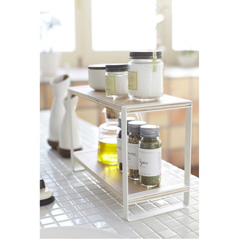 media image for Tosca 2-Tier Countertop Spice Rack - Wood and Steel by Yamazaki 217