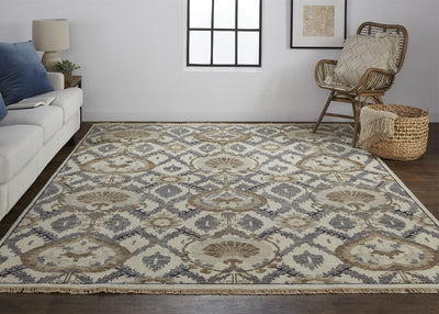 product image for Bennet Hand Knotted Beige and Gray Rug by BD Fine Roomscene Image 1 51