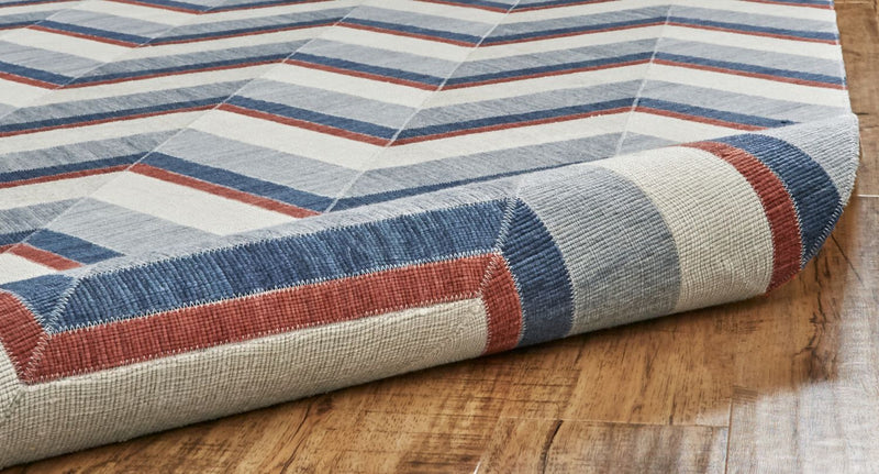 media image for Bromham Flatweave Blue and Red Rug by BD Fine Roll Image 1 298