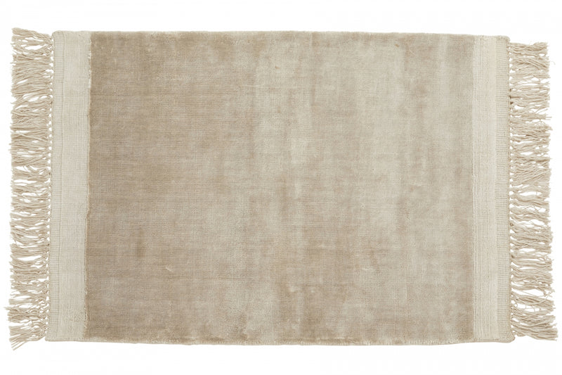 media image for filuca shiny beige carpet with fringe 1 215