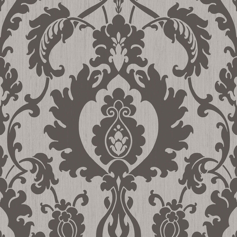 media image for Beaded Damask Wallpaper in Silver/Charcoal 298