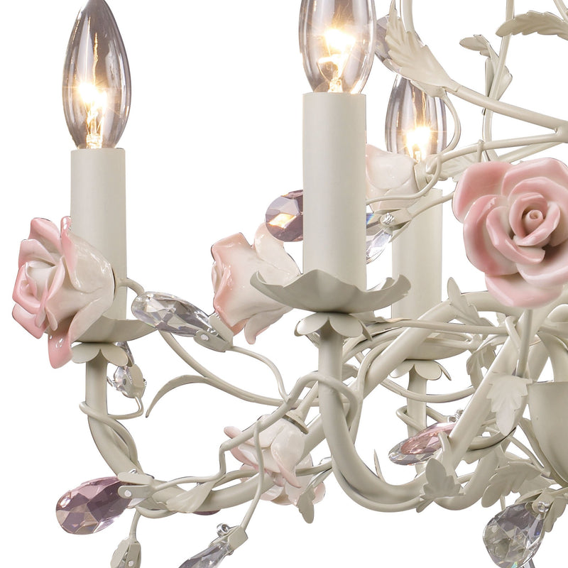media image for Heritage 6-Light Chandelier in Cream with Porcelain Roses and Crystal by BD Fine Lighting 231