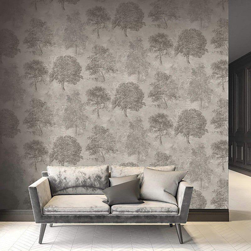 media image for Tree Motif Textured Wallpaper in Warm Brown 290