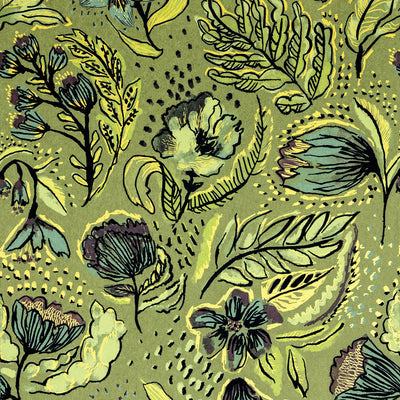 product image of Felice Wild Garden Wallpaper in Green Pepper 574