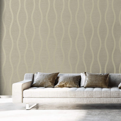 product image for Beaded Wavy Stripe Wallpaper in Champagne 23