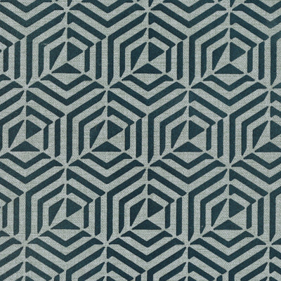 product image of Geometric Flocked Wallpaper in Deep Teal 541