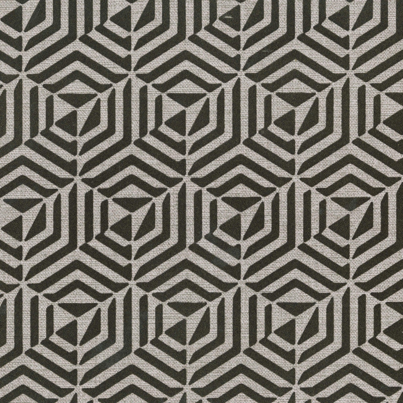 media image for Geometric Flocked Wallpaper in Mocha 242