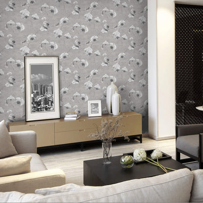 product image for Orchid Flowers Beaded Wallpaper in Grey 45