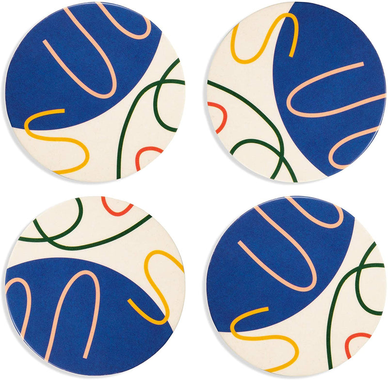 media image for Bamboo Coasters Abstract Set in Various Colors 232