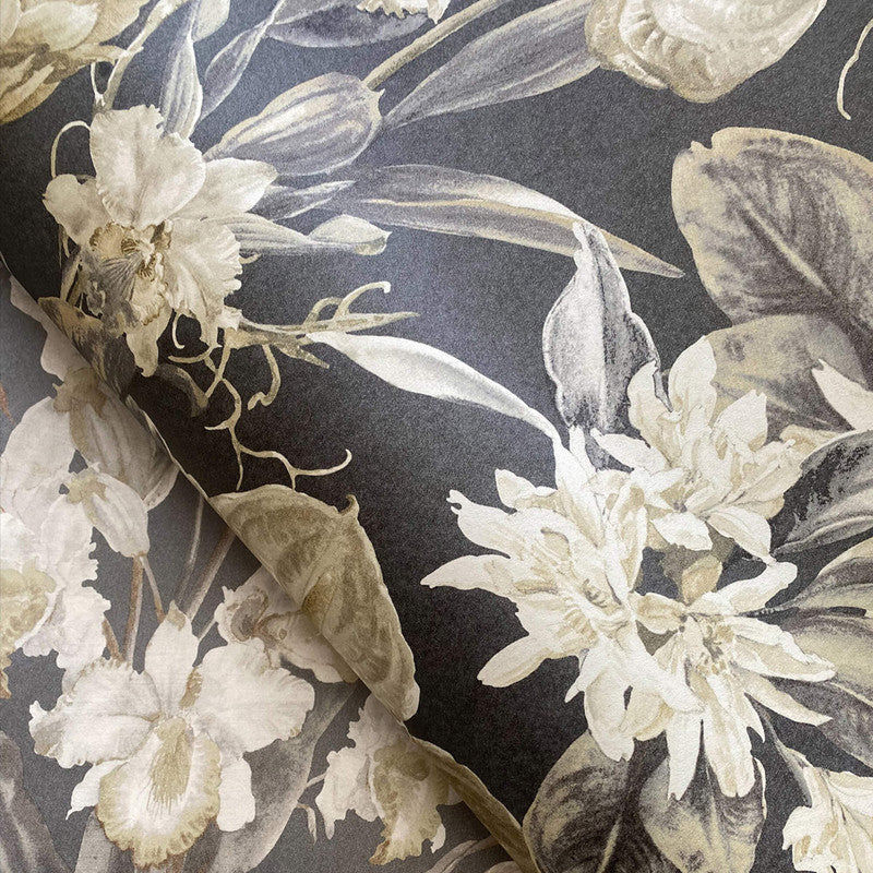 media image for Floral Foliage Traditional Wallpaper in White/Bronze 280