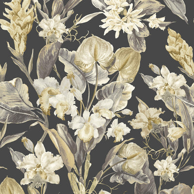 product image for Floral Foliage Traditional Wallpaper in White/Bronze 84