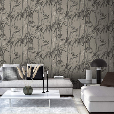product image for Foliage Silhouette Wallpaper in Taupe/Charcoal 72