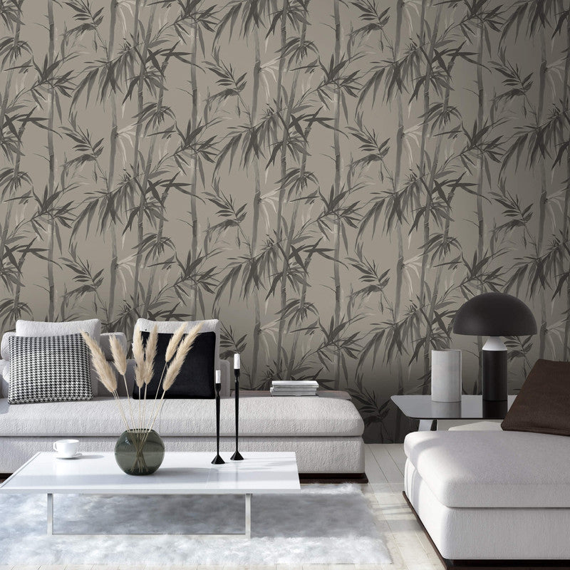 media image for Foliage Silhouette Wallpaper in Taupe/Charcoal 276