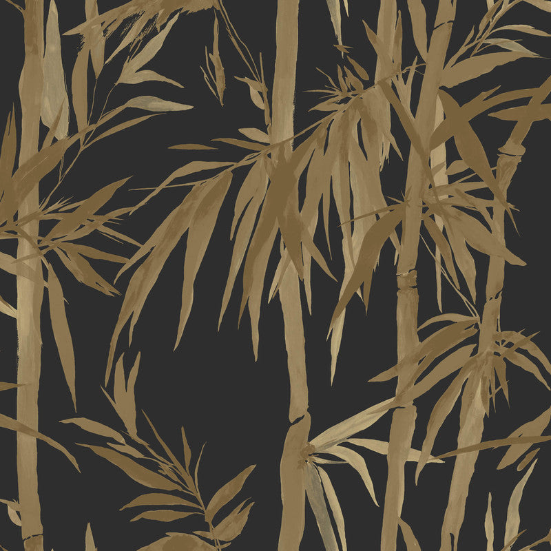 media image for Foliage Silhouette Wallpaper in Black/Gold 229