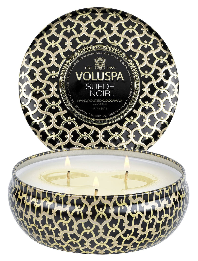 media image for Suede Noir 3 Wick Tin Candle 286