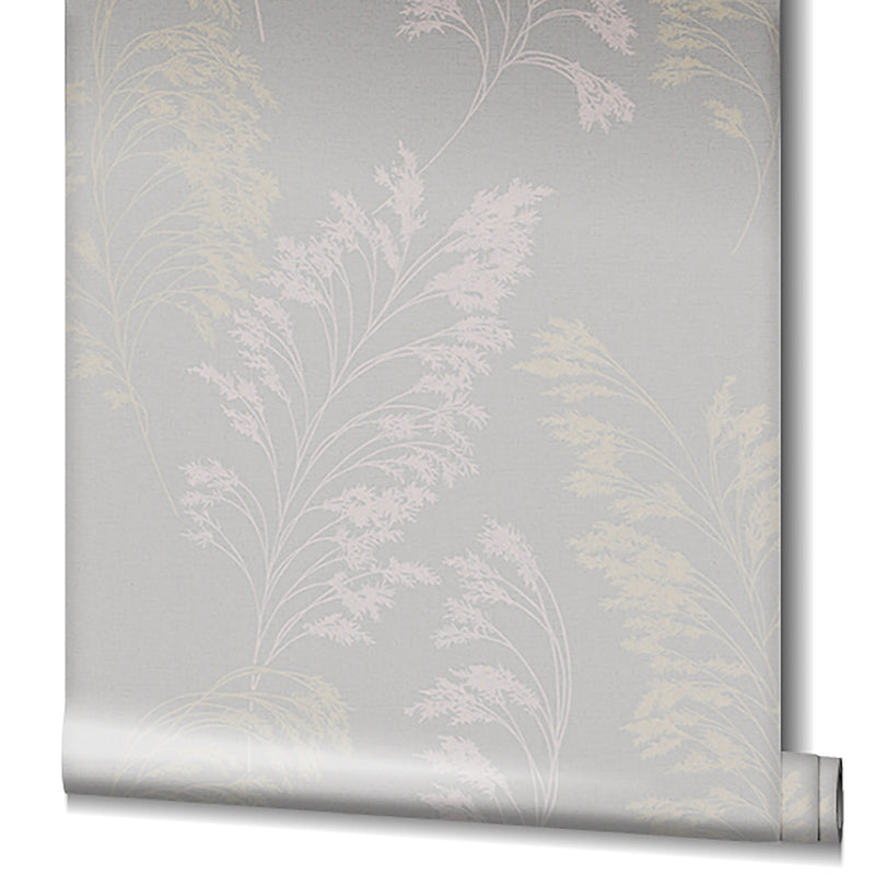 media image for Feather Shrub Wallpaper in Soft Grey/Gold from the Olio Collection 295