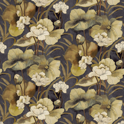 product image for Watercolor Waterlilies Wallpaper in Green/Chartreuse 63