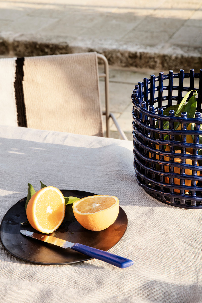 media image for Ceramic Basket - Blue in Various Sizes by Ferm Living 240