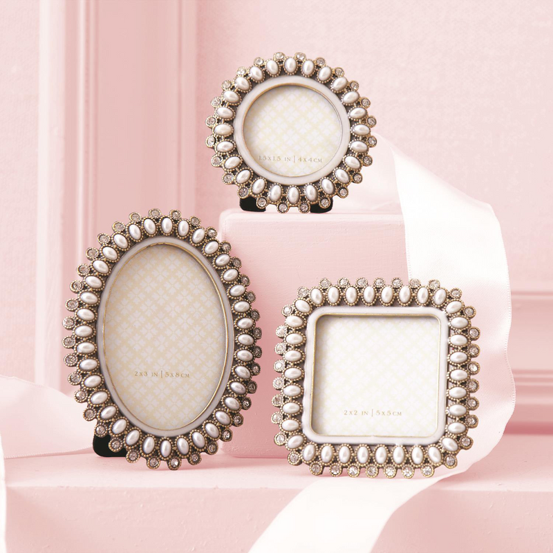 media image for precious pearls jeweled mini photo frame in assorted shapes design by twos company 2 270