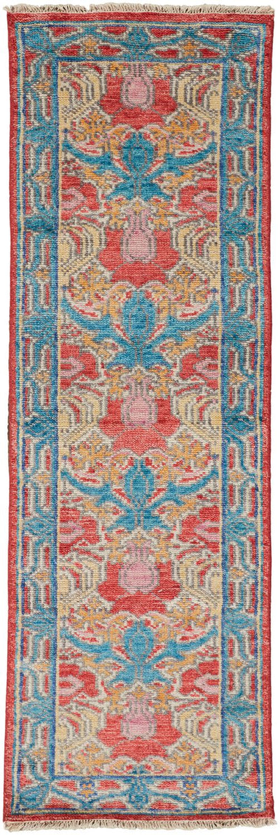 product image for Bennet Hand Knotted Blue and Red Rug by BD Fine Flatshot Image 1 27