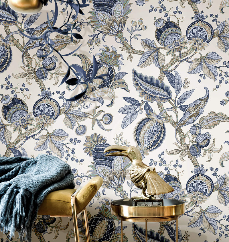 media image for Jacobino Edra Blue Wallpaper from Cottage Chic Collection by Galerie Wallcoverings 230