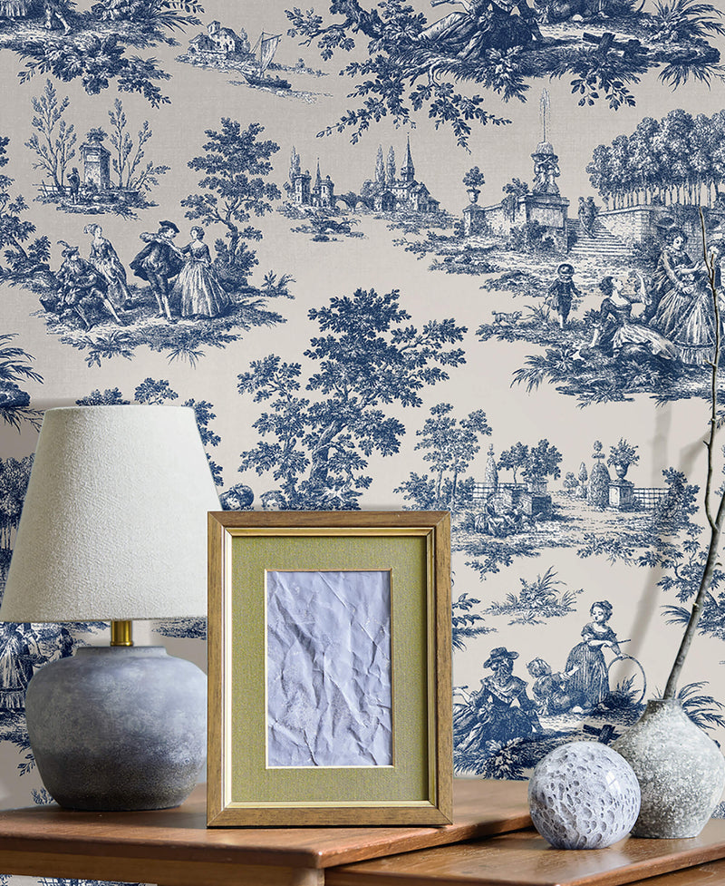 media image for Paesaggio Barocco Blue Wallpaper from Cottage Chic Collection by Galerie Wallcoverings 291