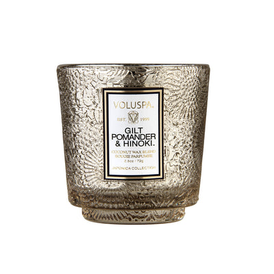 product image for Pedestal 3 Wick Tin Candle in Gilt Pomander & Hinoki design by Voluspa 3