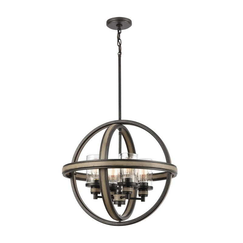 media image for Beaufort 4-Light Chandelier in Anvil Iron and Distressed Antique Gray Wood with Seedy Glass by BD Fine Lighting 227