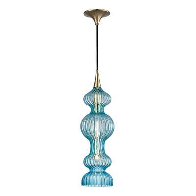 product image for hudson valley pomfret 1 light pendant with blue glass 1600 1 93