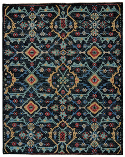 product image for Bashyr Hand Knotted Blue and Gold Rug by BD Fine Flatshot Image 1 46