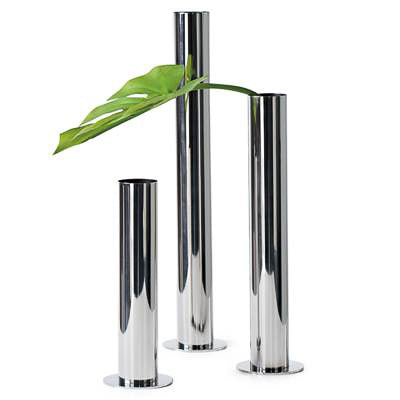 media image for stainless steel pipe vase set of three in silver design by torre tagus 2 270