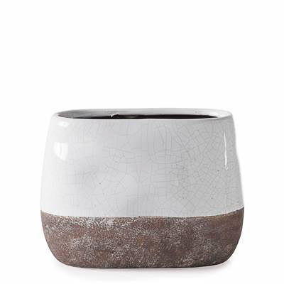 product image for corsica ceramic crackle 2 tone oval pot tall in white design by torre tagus 2 13