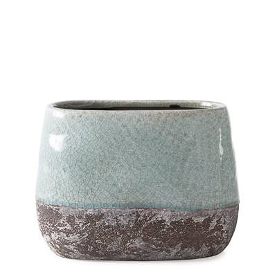 product image for corsica ceramic crackle 2 tone oval pot tall in celadon blue design by torre tagus 2 97