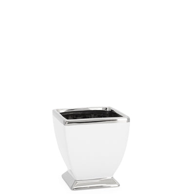 product image for talia silver trim 4 5 x 4 5 ceramic pedestal pot vase design by torre tagus 2 1