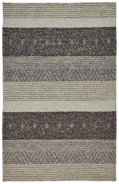 product image for Genet Hand Woven Chracoal Gray and Tan Rug by BD Fine Flatshot Image 1 80