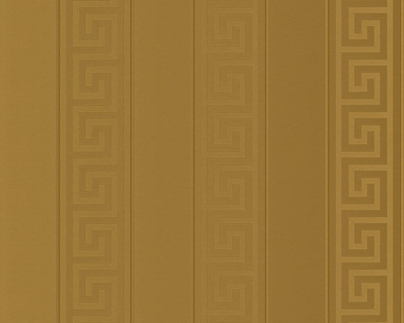 media image for Geometric Stripes Textured Wallpaper in Gold by Versace Home 272