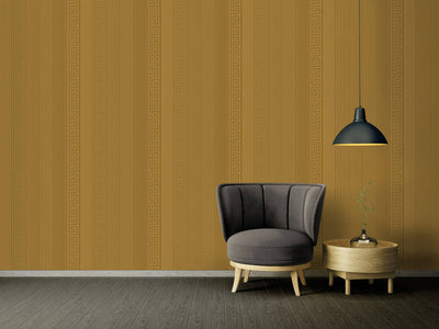 product image for Geometric Stripes Textured Wallpaper in Gold from the Versace V Collection 47