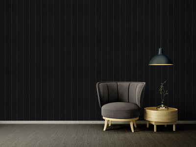 product image for Geometric Stripes Textured Wallpaper in Black/Gold from the Versace V Collection 79