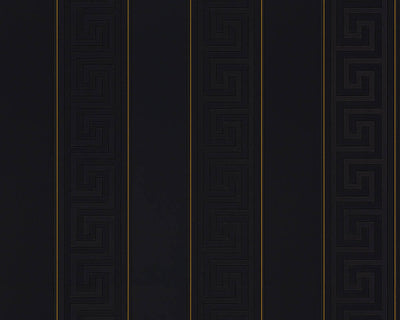 product image for Geometric Stripes Textured Wallpaper in Black/Gold by Versace Home 5