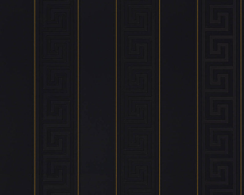 media image for Geometric Stripes Textured Wallpaper in Black/Gold by Versace Home 217