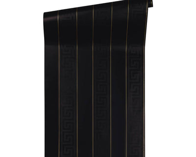 product image for Geometric Stripes Textured Wallpaper in Black/Gold from the Versace V Collection 24