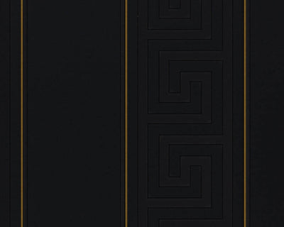 product image for Geometric Stripes Textured Wallpaper in Black/Gold from the Versace V Collection 51