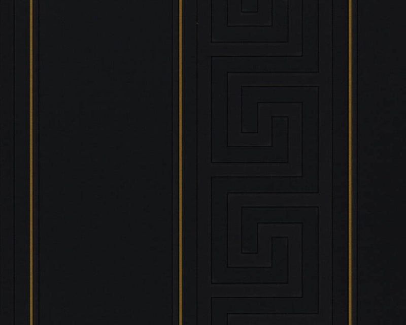 media image for Geometric Stripes Textured Wallpaper in Black/Gold from the Versace V Collection 224