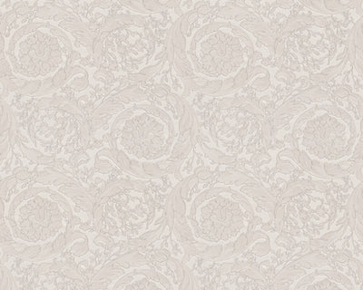 product image of Classic Ornament Flowers Textured Wallpaper in Cream/Metallic 523