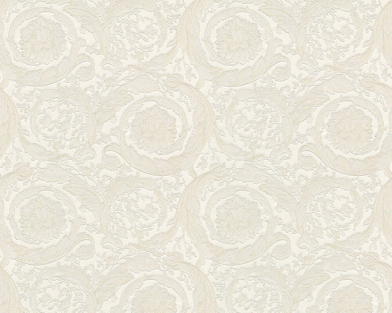 media image for Floral Swirl Textured Wallpaper in Cream from the Versace IV Collection 288