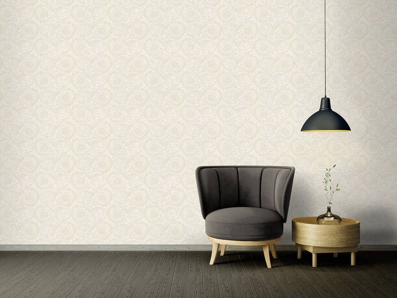 media image for Floral Swirl Textured Wallpaper in Cream from the Versace IV Collection 210