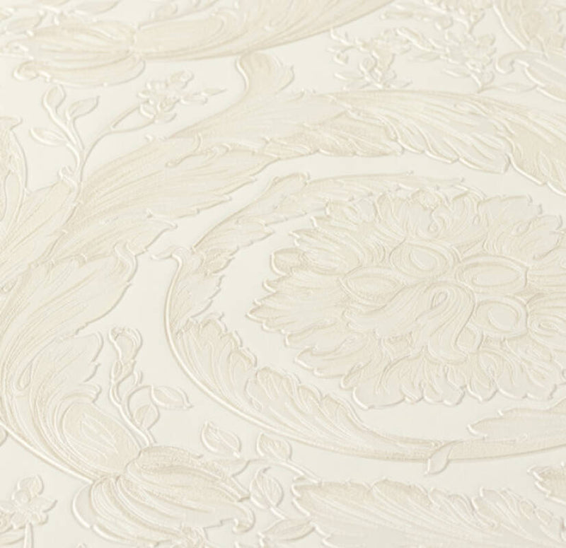 media image for Floral Swirl Textured Wallpaper in Cream from the Versace IV Collection 237